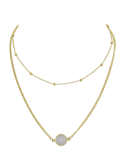 Boho Chic Double layer Gold Chain Round Charm Necklace Fashion Women Accessories-1