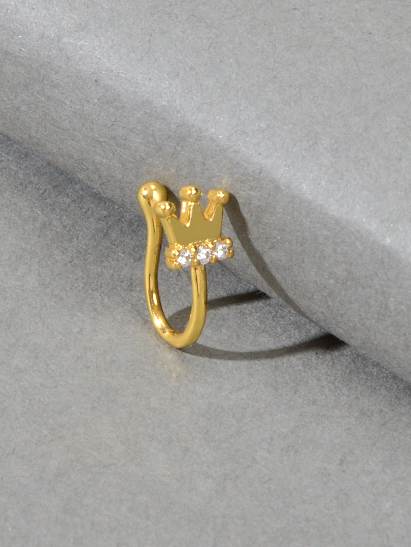 1 pc Faux Lip Ear Nose Rhinestone Crown Non Piercing Clip On Nose Hoop Rings-1