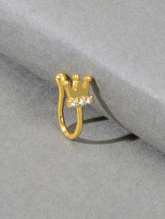 1 pc Faux Lip Ear Nose Rhinestone Crown Non Piercing Clip On Nose Hoop Rings-1
