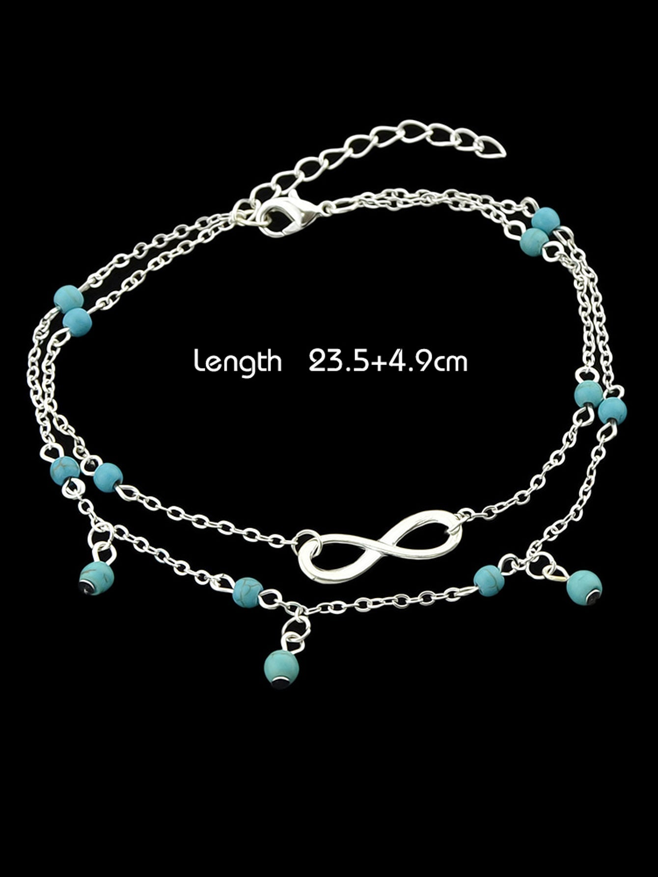 1 pc Double layer Chain Turquoise Infinity Anklet Barefoot Foot Beach Jewellery-1