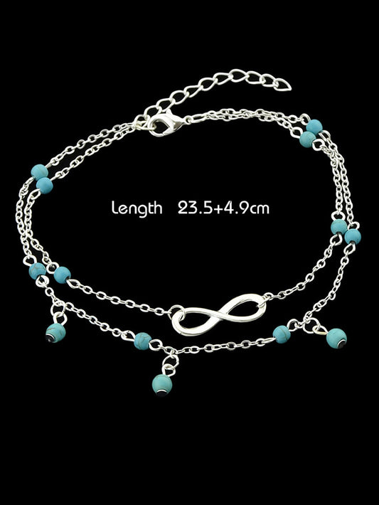 1 pc Double layer Chain Turquoise Infinity Anklet Barefoot Foot Beach Jewellery-1
