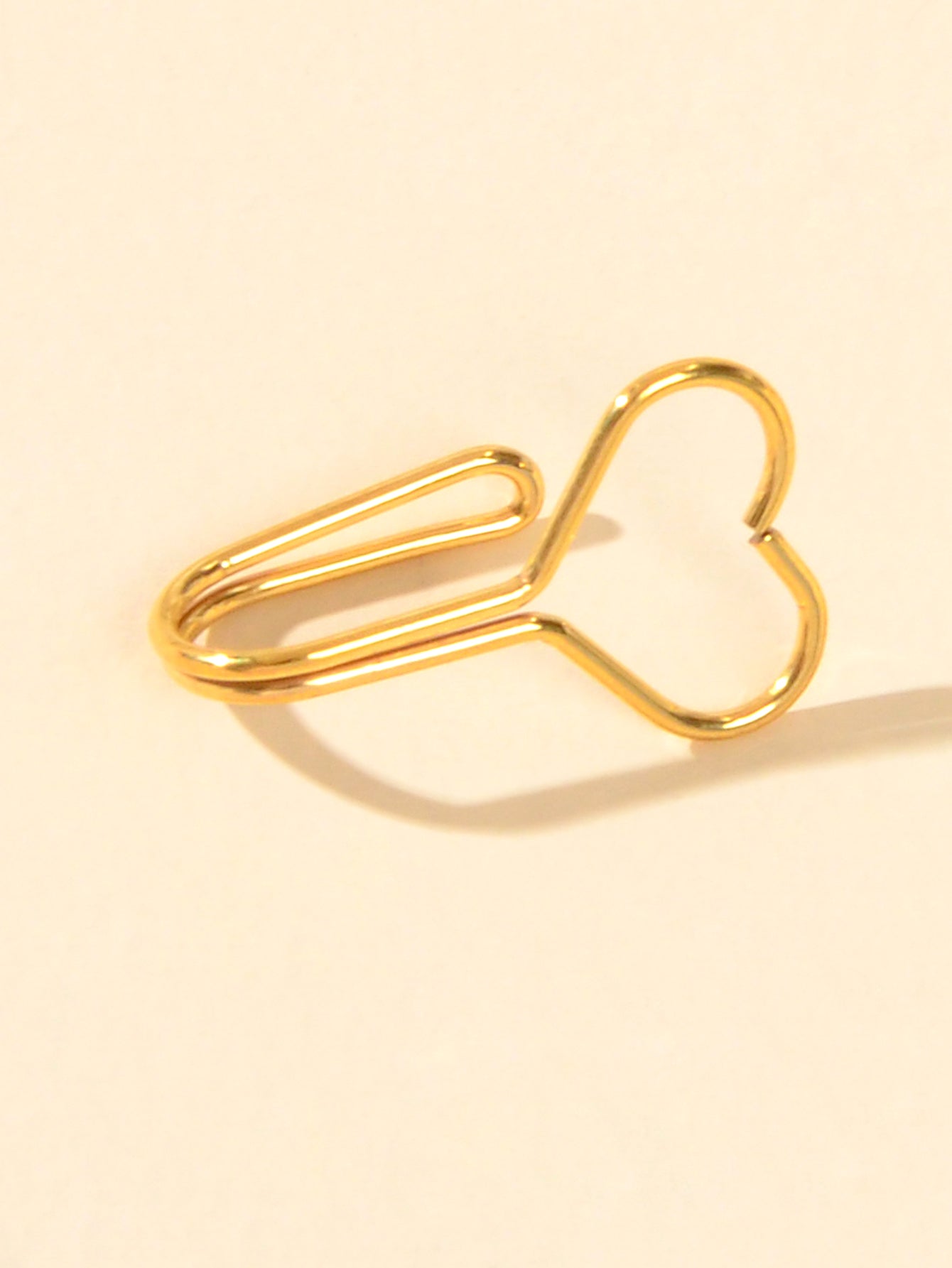 1pc Faux Lip Ear Nose Gold Metal Heart Shape Non Piercing Clip On Nose Hoop Ring-2